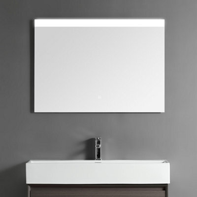 Homestylestore Dark Walnut Wall Mounted Waterproof Led Bathroom Mirror 950 X 680mm - image 1