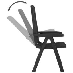 Urbn-Garden Urbn Garden 110Cm Height Outdoor Foldable Plastic Garden Chair Patio Furniture With Adjustable Back Anthracite Colour - thumbnail 2
