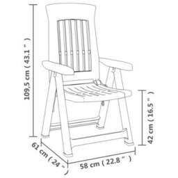Urbn-Garden Urbn Garden 110Cm Height Outdoor Foldable Plastic Garden Chair Patio Furniture With Adjustable Back Anthracite Colour - thumbnail 5
