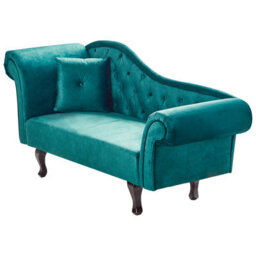 Beliani Left-Hand Chaise Longue Lattes Ii Velvet Emerald Green With Cushion - thumbnail 4
