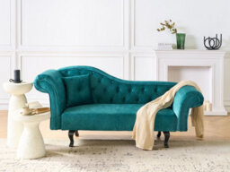 Beliani Left-Hand Chaise Longue Lattes Ii Velvet Emerald Green With Cushion - thumbnail 2
