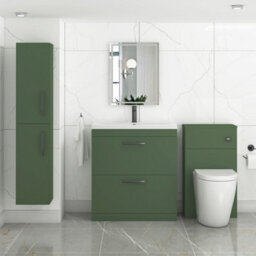 Royal Bathrooms Turin 800mm Floor Standing Vanity Unit Matt Green 2 Drawer Mid-Edge Basin With Matt Black Handles - thumbnail 4