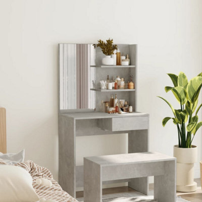 Walplus Dressing Table With Mirror Concrete Grey 74.5X40X141 Cm - image 1