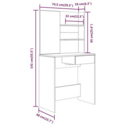 Walplus Dressing Table With Mirror Concrete Grey 74.5X40X141 Cm - thumbnail 9
