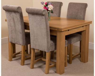 That's Furniture Richmond 140Cm - 220Cm Oak Extending Dining Table And 4 Chairs Dining Set With Washington Grey Fabric Chairs - image 1