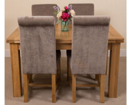 That's Furniture Richmond 140Cm - 220Cm Oak Extending Dining Table And 4 Chairs Dining Set With Washington Grey Fabric Chairs - thumbnail 2