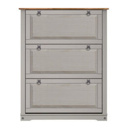 Mercers Furniture Corona Grey Wax 3 Shelf Shoe Rack Chest Hallway Storage Solid Wood Mexican Pine Wooden - thumbnail 4