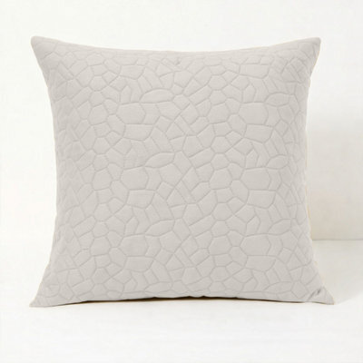 Ameha White Embossed Pebbles Velvet Cushion Cover, 18X18 Inch, Ultra Soft, Breathable & Hypoallergenic