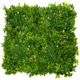 GreenBrokers Artificial Green Wall Hedge With Mixed Leaf Foliage And Yellow/white Flowers (1M X 1M) - Uv Stable Vertical Garden (Pack Of 4) - thumbnail 1