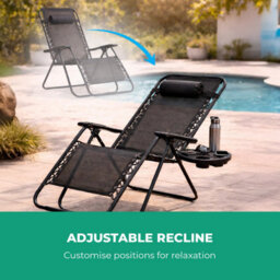 Royalford Zero Gravity Chair Folding Recliner Garden Lounger 120Kg Support - thumbnail 7