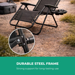 Royalford Zero Gravity Chair Folding Recliner Garden Lounger 120Kg Support - thumbnail 4