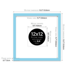 "12X12"" Light Blue Picture Frame - 12X12"" Square Frame With 8X8"" Mount For 12X12""/8X8"" Pictures Classic Style Wall Art, 1 Pack" - thumbnail 2