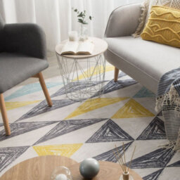 Beliani Grey And Yellow Geometric Triangle Area Rug 160 X 230 Cm Low Pile - thumbnail 2