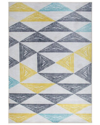 Beliani Grey And Yellow Geometric Triangle Area Rug 160 X 230 Cm Low Pile - thumbnail 1