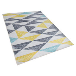 Beliani Grey And Yellow Geometric Triangle Area Rug 160 X 230 Cm Low Pile - thumbnail 3