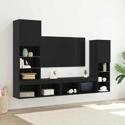 Berkfield Led Tv Cabinet Black Oak 30.5X30X102 Cm Engineered Wood - image 1