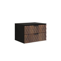 Arte Enzo Floating Vanity Unit 63Cm Black & Oak Catania, Wall-Mounted Bathroom Storage With 2 Drawers & Black Metal Handles - thumbnail 5