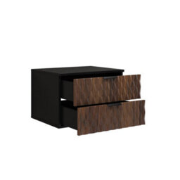 Arte Enzo Floating Vanity Unit 63Cm Black & Oak Catania, Wall-Mounted Bathroom Storage With 2 Drawers & Black Metal Handles - thumbnail 3