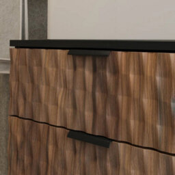 Arte Enzo Floating Vanity Unit 63Cm Black & Oak Catania, Wall-Mounted Bathroom Storage With 2 Drawers & Black Metal Handles - thumbnail 4