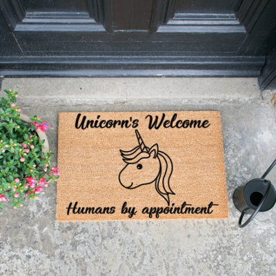 Artsy Doormats Unicorns Welcome, Humans By Appointment Doormat - image 1