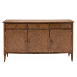 Xample Gallery Highgrove Large Sideboard Rich Brown Mindi Wood 3 Cupboards 3 Drawers Bronze Beehive Handles - thumbnail 5