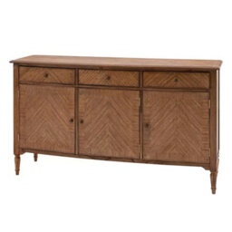 Xample Gallery Highgrove Large Sideboard Rich Brown Mindi Wood 3 Cupboards 3 Drawers Bronze Beehive Handles - thumbnail 6