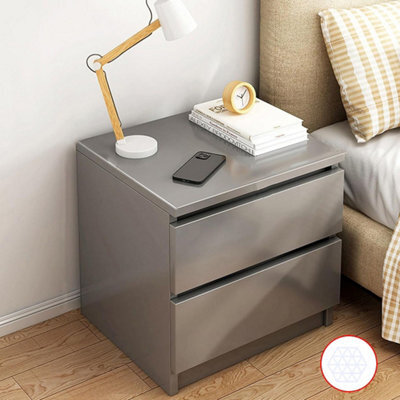 Grey Wooden Bedside Table Cabinet 2 Drawers - image 1