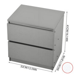 Grey Wooden Bedside Table Cabinet 2 Drawers - thumbnail 2