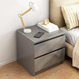 Grey Wooden Bedside Table Cabinet 2 Drawers - thumbnail 4