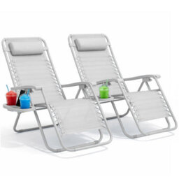 Keplin Standard Model Of Gravity Chair 110X65X90Cm, 2Pk Adjustable Reclining Zero Gravity Lounger For Garden & Patio, Grey - thumbnail 1