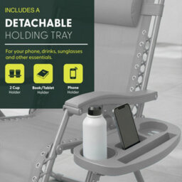 Keplin Standard Model Of Gravity Chair 110X65X90Cm, 2Pk Adjustable Reclining Zero Gravity Lounger For Garden & Patio, Grey - thumbnail 5