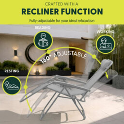 Keplin Standard Model Of Gravity Chair 110X65X90Cm, 2Pk Adjustable Reclining Zero Gravity Lounger For Garden & Patio, Grey - thumbnail 4
