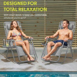 Keplin Standard Model Of Gravity Chair 110X65X90Cm, 2Pk Adjustable Reclining Zero Gravity Lounger For Garden & Patio, Grey - thumbnail 7