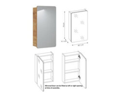 Impact Furniture Vanity Drawer Wall Cabinet With 400mm Sink With Tall Unit And Mirror Cabinet Bathroom Furniture Set White Gloss / Oak Aruba - thumbnail 6