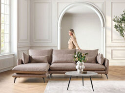 Beliani Corner Sofa 3 Seater Gallo Faux Suede Light Brown Right Hand - thumbnail 2
