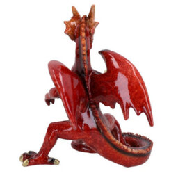 AB Tools Red Standing Dragon Resin Fantasy Sculpture Statue House Ornament Figurine - thumbnail 2