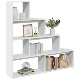 Berkfield Room Divider Bookcase 4-Tier White 143.5X29X143.5 Cm Engineered Wood - thumbnail 1