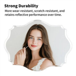Artloge 50X70Cm Oblong Scalloped Wall Bathroom Mirror Vanity Beveled Edge Glass Frameless Mirror - thumbnail 4