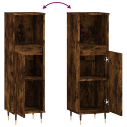 Walplus Bathroom Cabinet Smoked Oak 30X30X100 Cm Engineered Wood - thumbnail 9