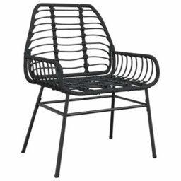 Berkfield Durable 7 Piece Garden Dining Set Black Poly Rattan Glass - thumbnail 4