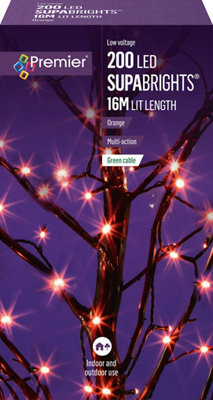 Supabrights String Battery-Powered Orange 200 Led Indoor & Outdoor String Lights
