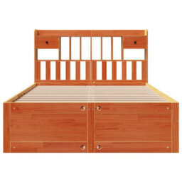 Berkfield Bookcase Bed Without Mattress Wax Brown 150X200 Cm King Size Solid Wood Pine - thumbnail 4