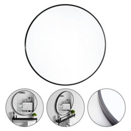 Living And Home Black Round Wall Mounted Bathroom Framed Mirror 70 Cm - thumbnail 4