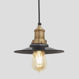 Industville Brooklyn Flat Pendant, 8 Inch, Pewter, Brass Holder - thumbnail 1