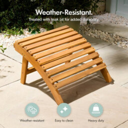 Outdoor Footstool, Acacia Hardwood Garden Foot Rest, - thumbnail 3