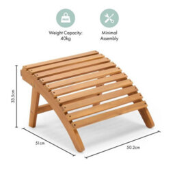 Outdoor Footstool, Acacia Hardwood Garden Foot Rest, - thumbnail 2