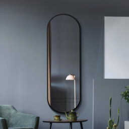 "Mirroroutlet Vultus - New Black Metal Framed Double Arched Wall Mirror 71 X 24"" (180Cm X 60Cm)"