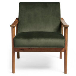Spinningfield Forest Green Armchair, Velvet Accent Chair For Living Room, Mid-Century Lounge Chair With Rubberwood Legs, Fairfield - thumbnail 9