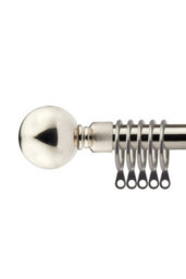 16-19mm Sphere Extendable  Metal Curtain Pole Set Brushed Silver 160-300Cm