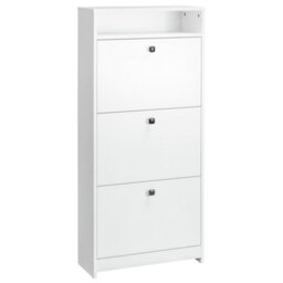 Homcom Shoe Storage Cabinet Footwear Organiser Space-Saving W/ 3 Drawers -White - thumbnail 2